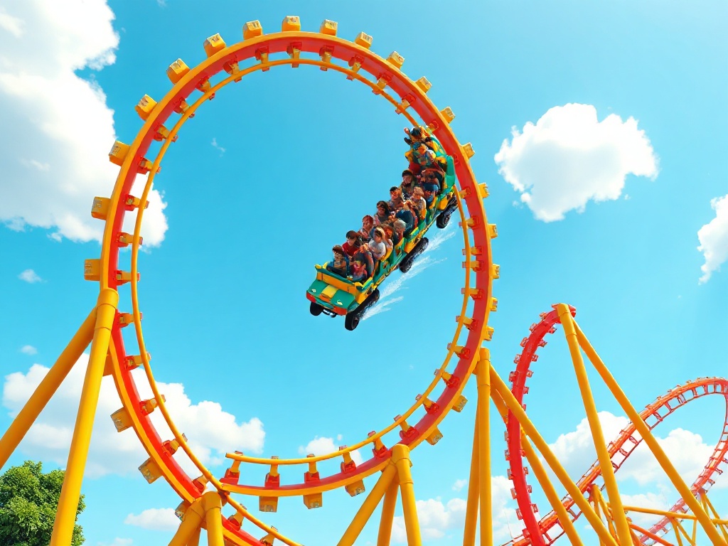 A roller coaster with a loop